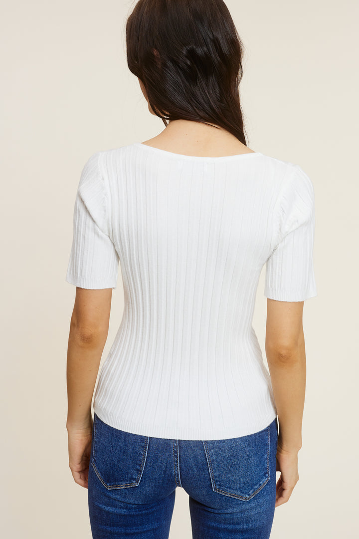 White Ribbed Top
