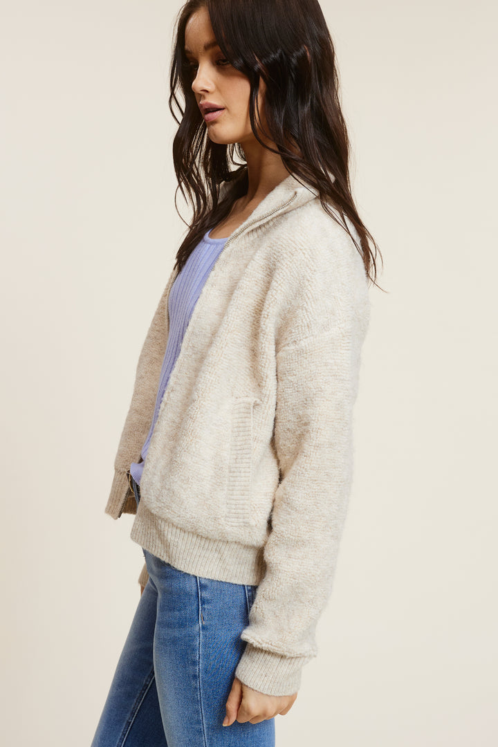 Taupe Knit Zip-Up
