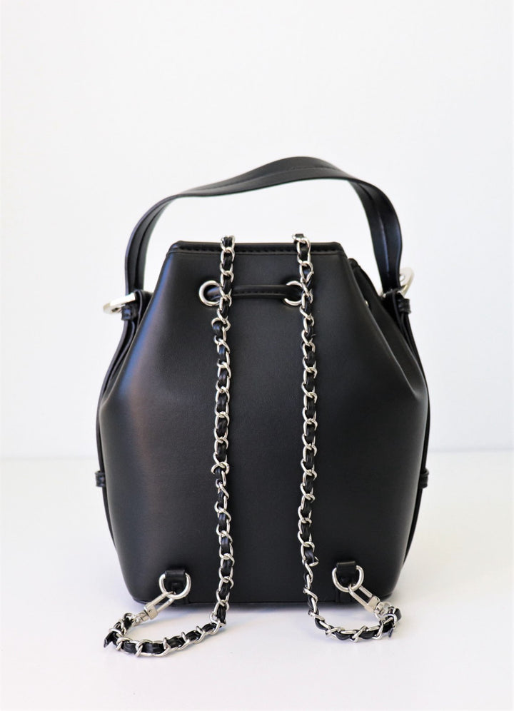 Black Vegan Backpack with Chain Straps