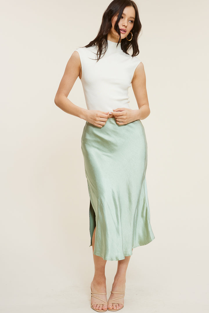 Sage Silk Skirt
