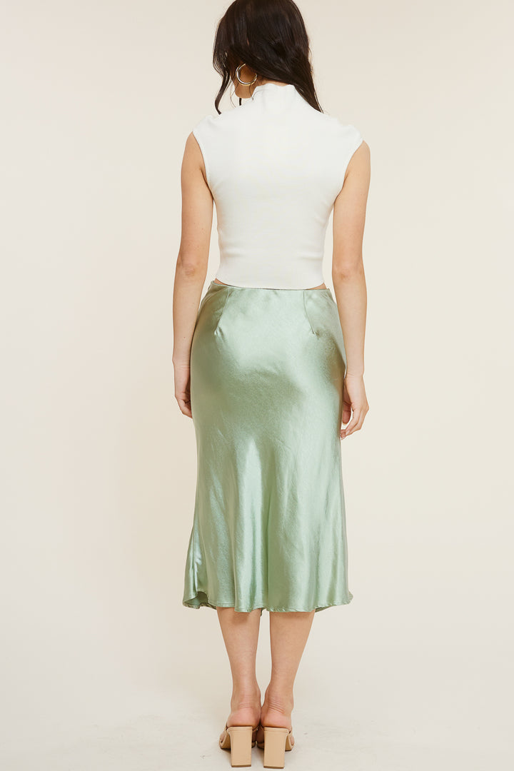 Sage Silk Skirt