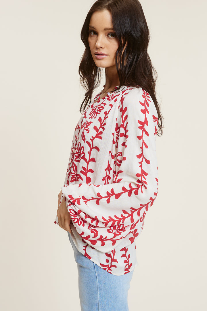 Red Patterned Blouse