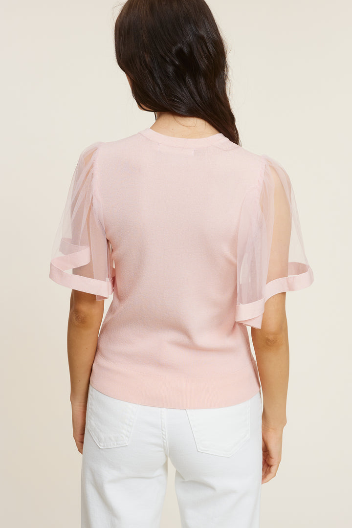 Pink Sheer Sleeve Top