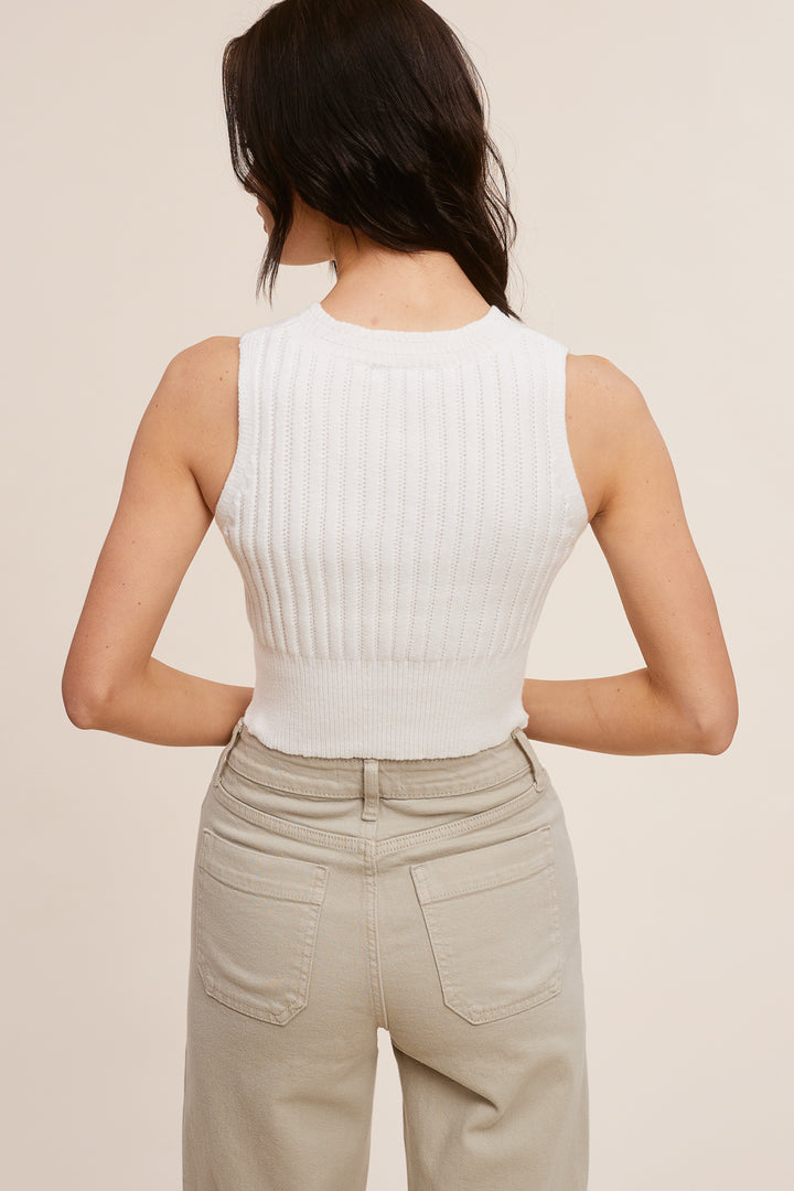 Ivory Cropped Sweater Vest